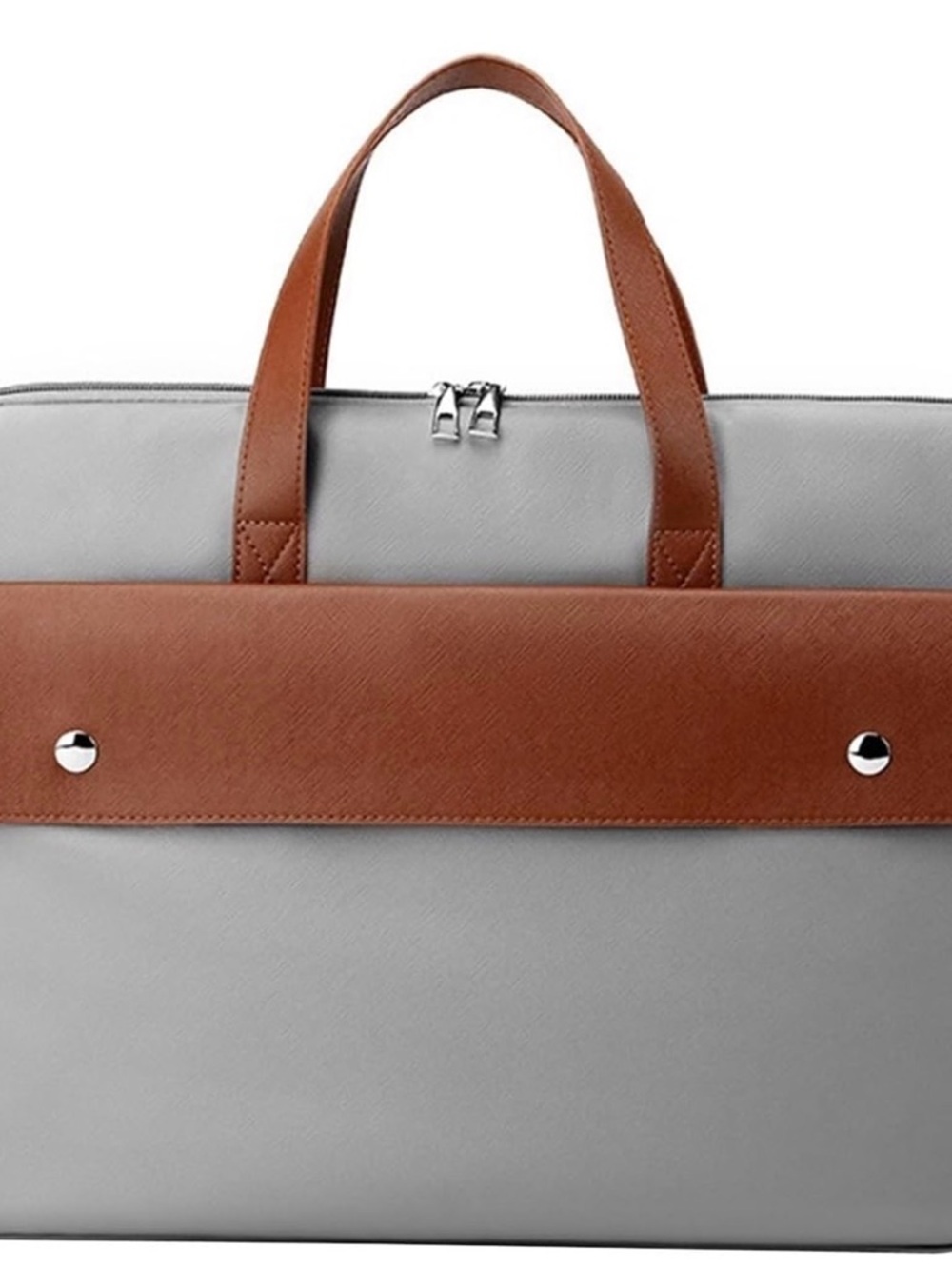 Two-Tone Grey and Brown Briefcase Bag